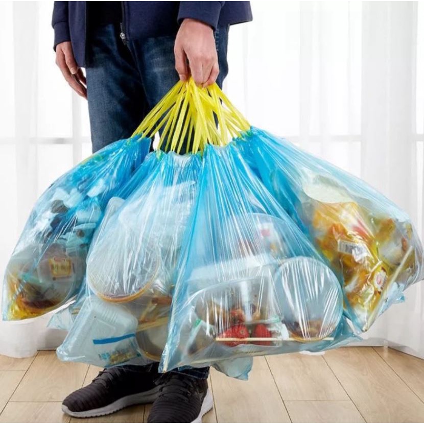 #LC-HL Kantong Plastik Sampah Tipis Roll Dengan Tali Isi 15 Lembar