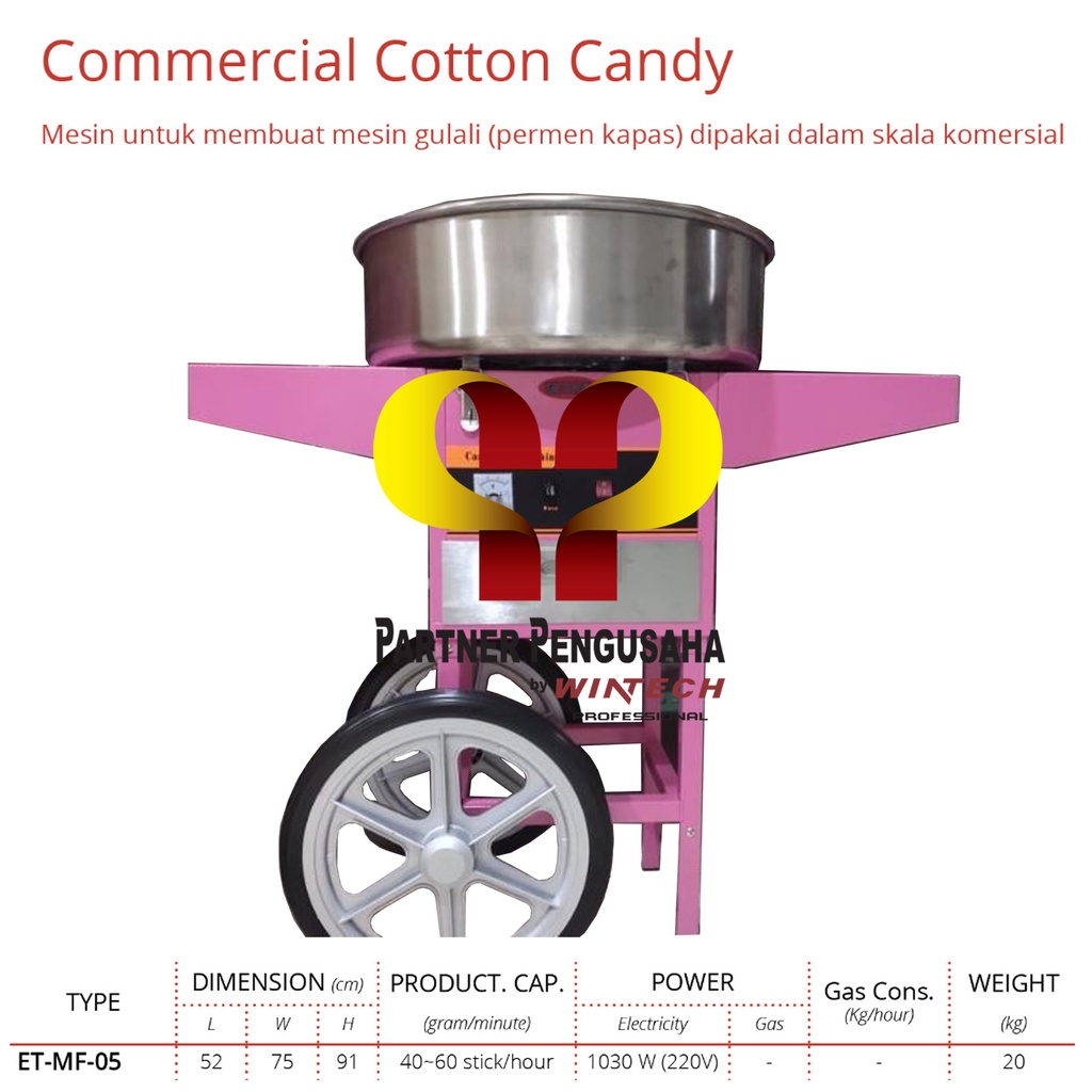 Jual GETRA ET-MF05 ET-MF-05 Cotton Candy Machine W/ Cart Mesin Pembuat ...