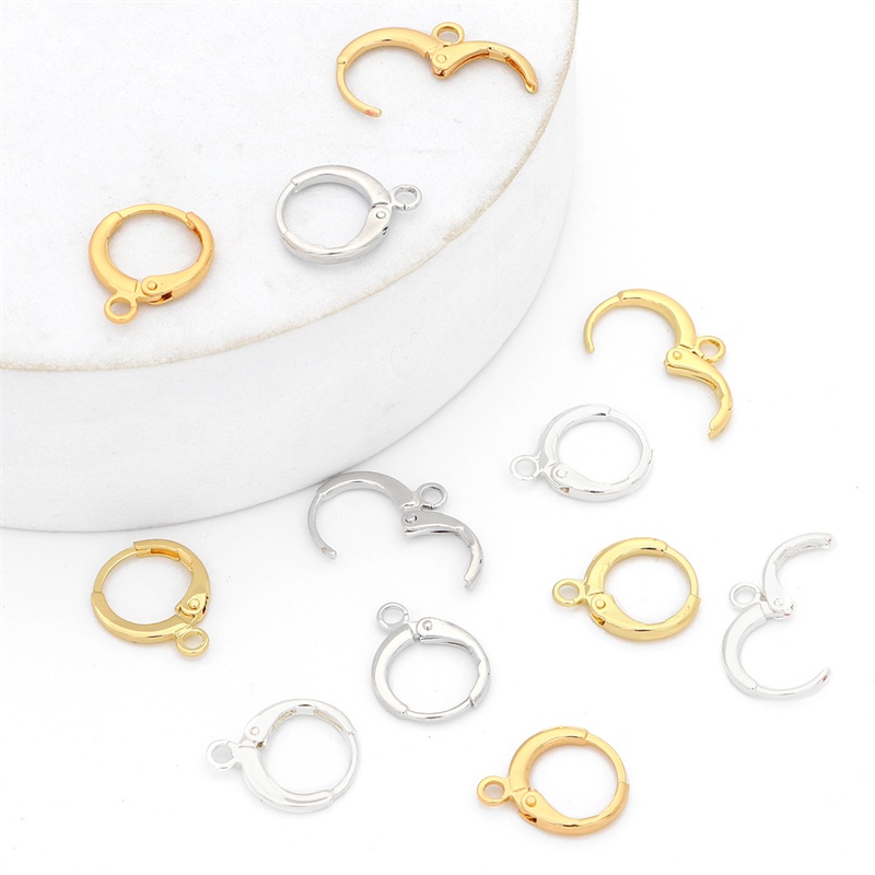 10pcs Kait Anting Warna Gold Silver Gaya Perancis Untuk Membuat Perhiasan DIY