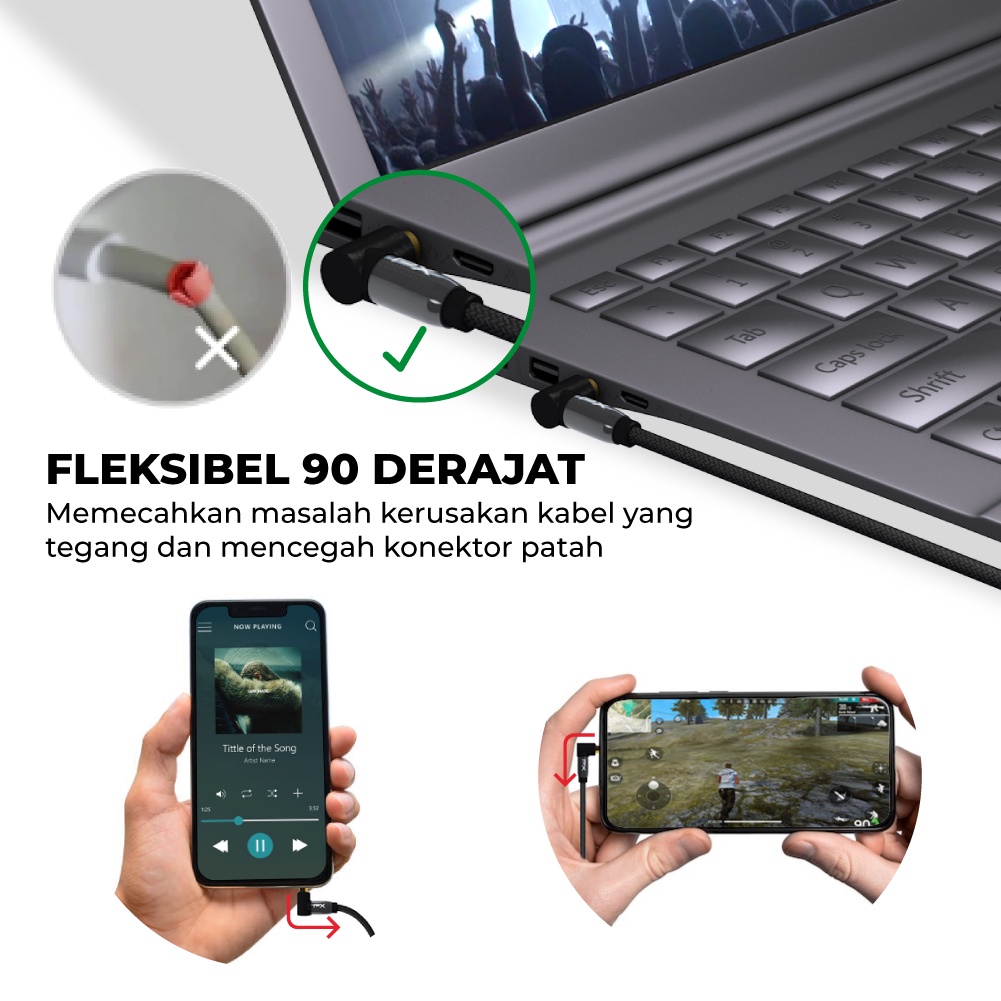 Kabel aux audio 3.5mm male to male speaker 0.5 Meter PX CO-YP0205BZ