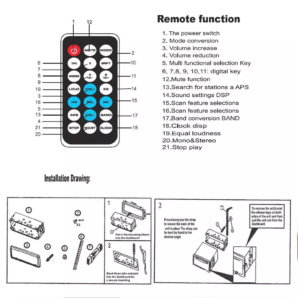 Mukava Tape Audio Mobil Bluetooth Version Multifungsi Bluetooth USB MP3 FM Radio JSD-  VC10