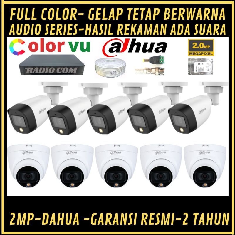 PAKET CCTV DAHUA 2MP FULL COLOR 16 CHANNEL 10 KAMERA AUDIO SERIES COLORVU