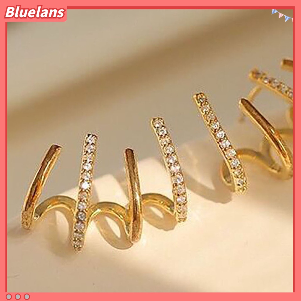 1 Pasang Anting Stud Berlian Imitasi Bentuk U Untuk Wanita