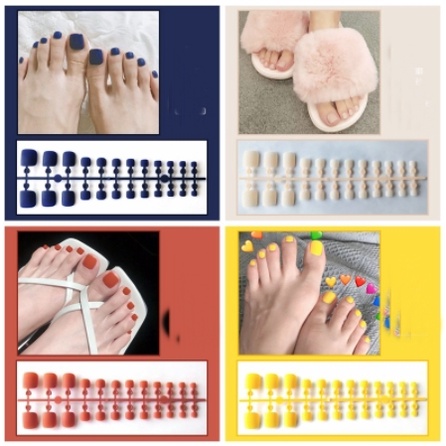 KUKU KAKI PALSU ISI 24 PCS GLOSSY PENDEK PRAKTIS VIRAL