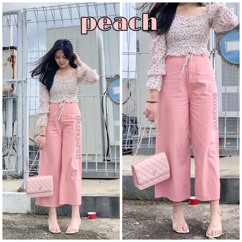 MOZZA JEANS KULOT PINK SERIES/ kulot jeans fuschia peach