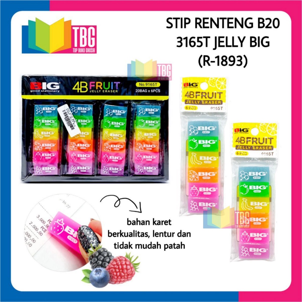 

1 SET PENGHAPUS RENTENG B20 9165T JELLY BIG / STIP PENSIL/ JELLY ERASER (R-1893)