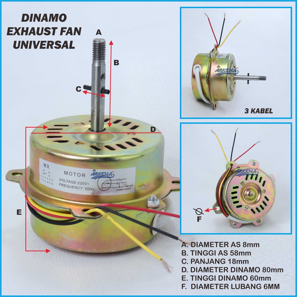 DINAMO FAN EXHAUST UNIVERSAL KIPAS ANGIN HEXOS - EXSOS TERLARIS ARKEMA