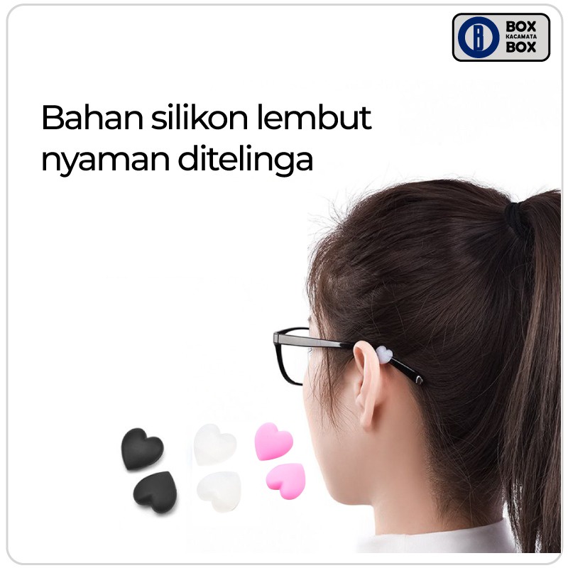 Earhook Pengait Kacamata Silicone Lembut Bentuk Love Anti Slip Penyangga / Penahan Kacamata