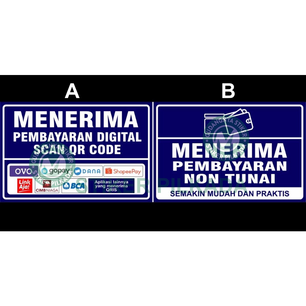 

STIKER PEMBAYARAN ONLINE MODEL 3 ( DIJUAL SATUAN, PILIH A ATAU B )