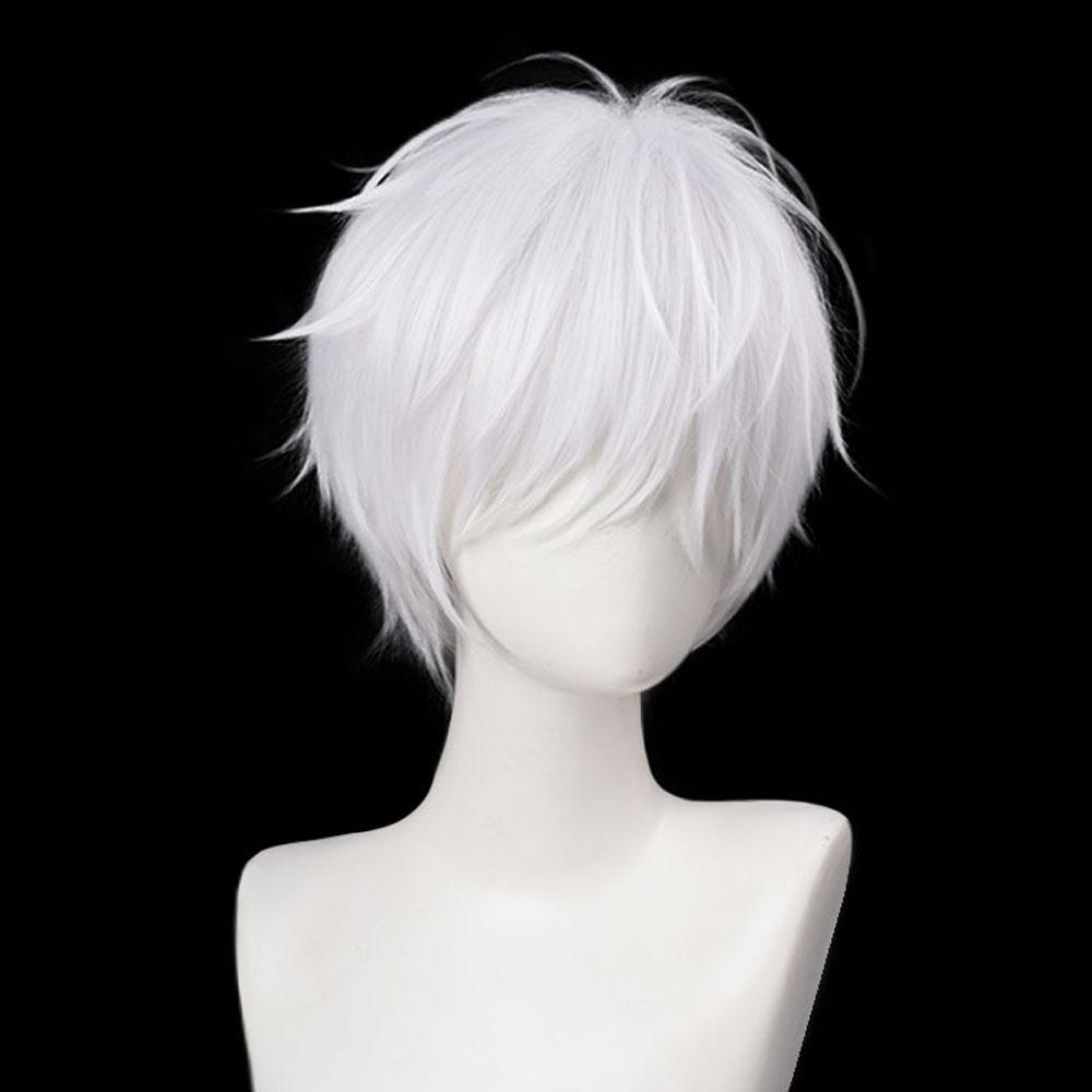 Lily Cosplay Wig Berbulu Pendek Tahan Panas Kaisen Grey Rambut Sintetis