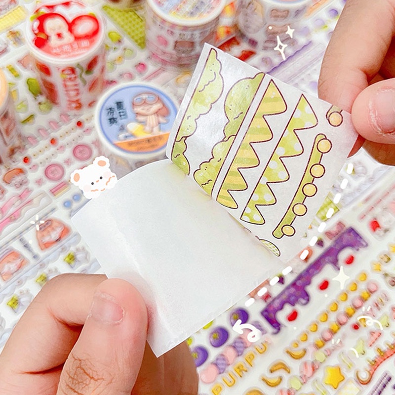 Stiker Kertas / Selotip Washi Gambar Kartun Kreatif Untuk Dekorasi Diary / Scrapbook DIY