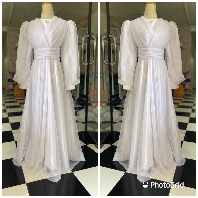 baju pengantin hijab bhn Velvet mix tile