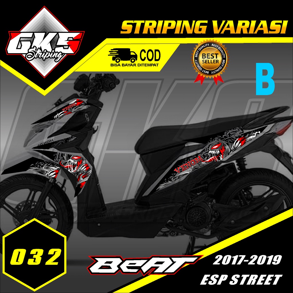 {TERLARIS} Sticker Striping HONDA Beat Street-Stiker Variasi List Motor Motif MONSTER VENOM GKS-030