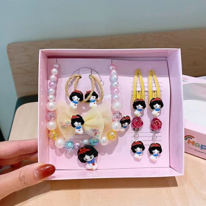 8in1 Set Jepit Rambut Kalung Anting Anak Cewek Kado Ulang Tahun