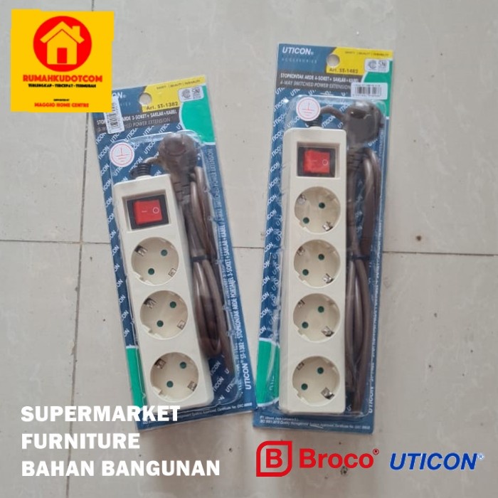 STOP KONTAK SAKLAR LUBANG 4 - COLOKAN LISTRIK - BROCO UTICON - 3 LB