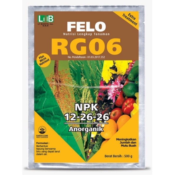 PUPUK FELO RG06 NPK 12-26-25 - 500 GRAM