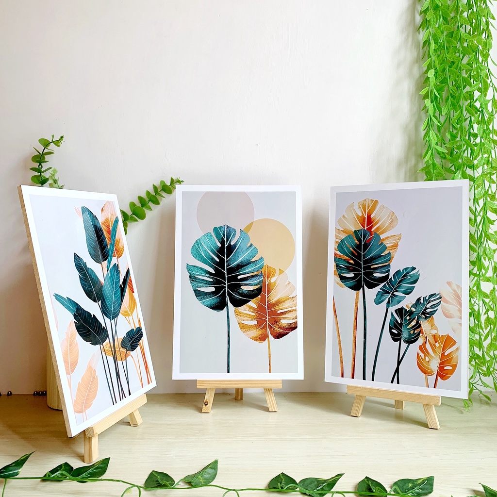 HIASAN DINDING BUNGA MONSTERA AESTETIK (20X30CM) WALL DECOR PAJANGAN DINDING POSTER KAYU BUNGA MOSNTERA AESTETIK