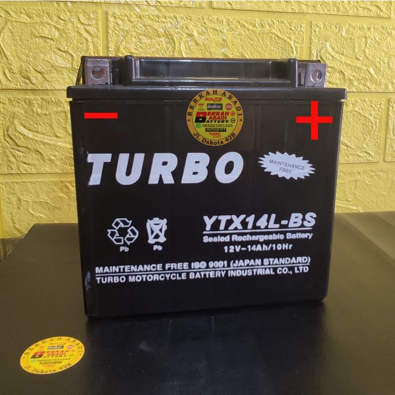 Aki motor MOGE Turbo YTX14-BS & YTX14L-Bs