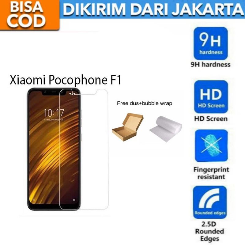 Tempered Glass anti gores Kaca Tg bening Xiaomi Pocophone f1 Original