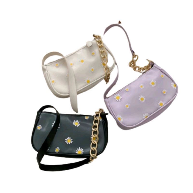 BERKAT- Shoulder Bag Tas Vintage Bunga Rante Besi Tas Shoulder Bag Wanita Vintage Daisy