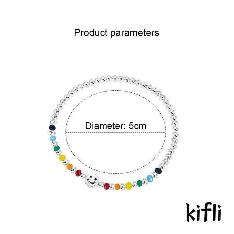 Gelang Tangan Manik-Manik Motif Smiley Face / Awan / Pelangi Untuk Wanita / Pelajar (KD)