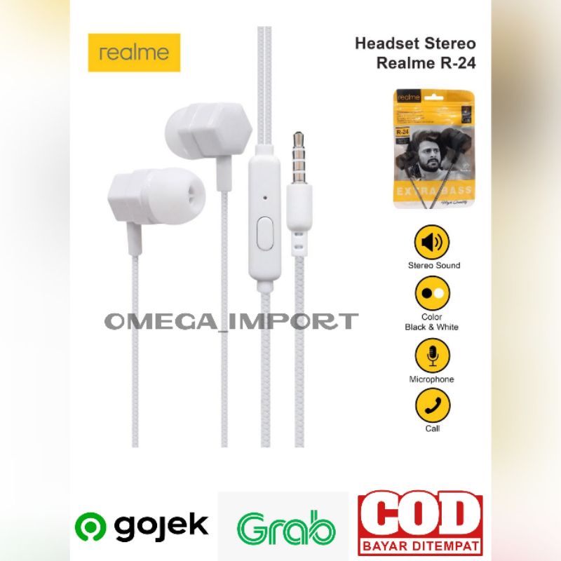 (OM) HF HEADSET REALME R-24 + MIC SUPER BASS