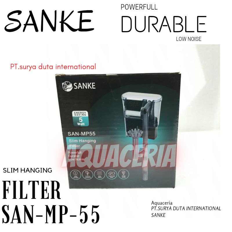 Filter Gantung Aquarium 30-50cm SANKE SAN-MP55 Slim hanging Filter+Skimer 380L/H