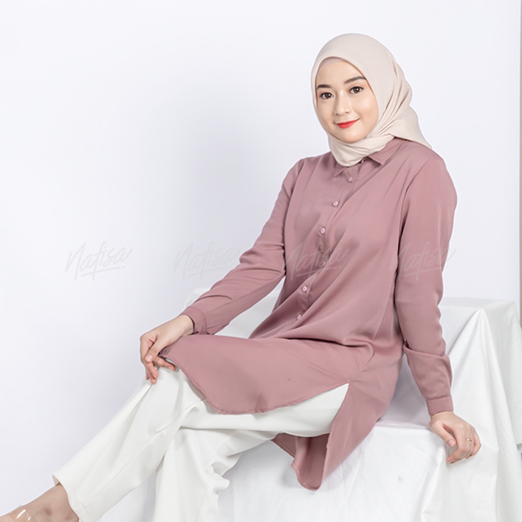 BAJU MUSLIMAH Tunik  Aeris - Baju Kekinian Kemeja Kerja Muslimah