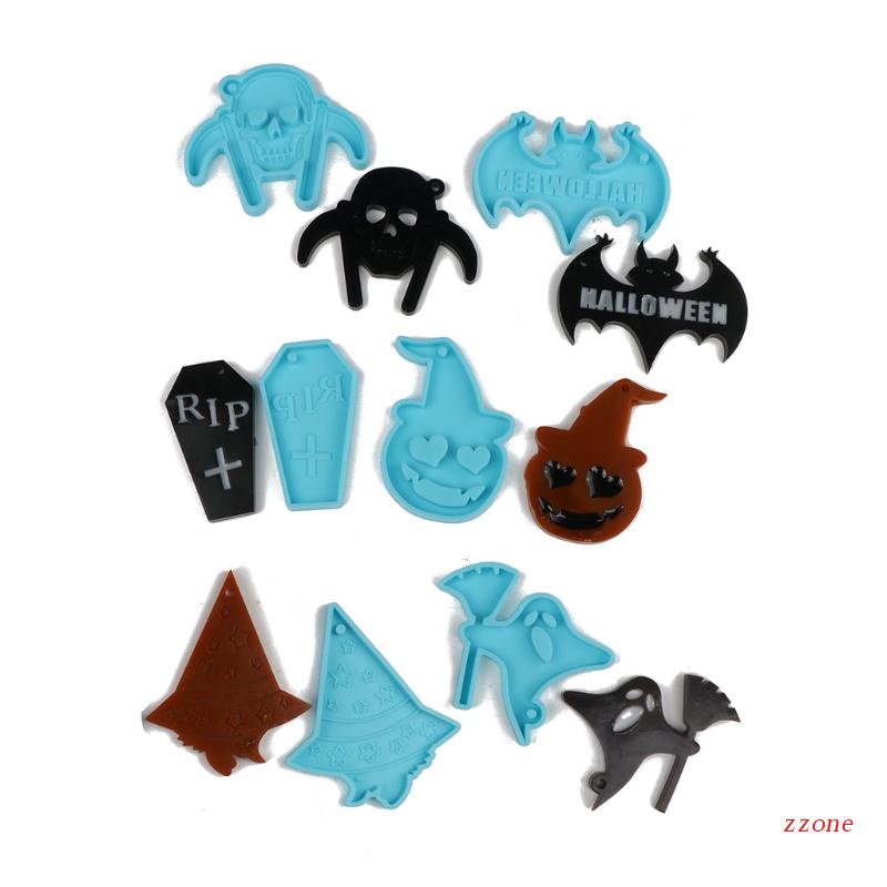 Cetakan Liontin Kalung Anting Bahan Silikon Resin Epoksi Desain Halloween