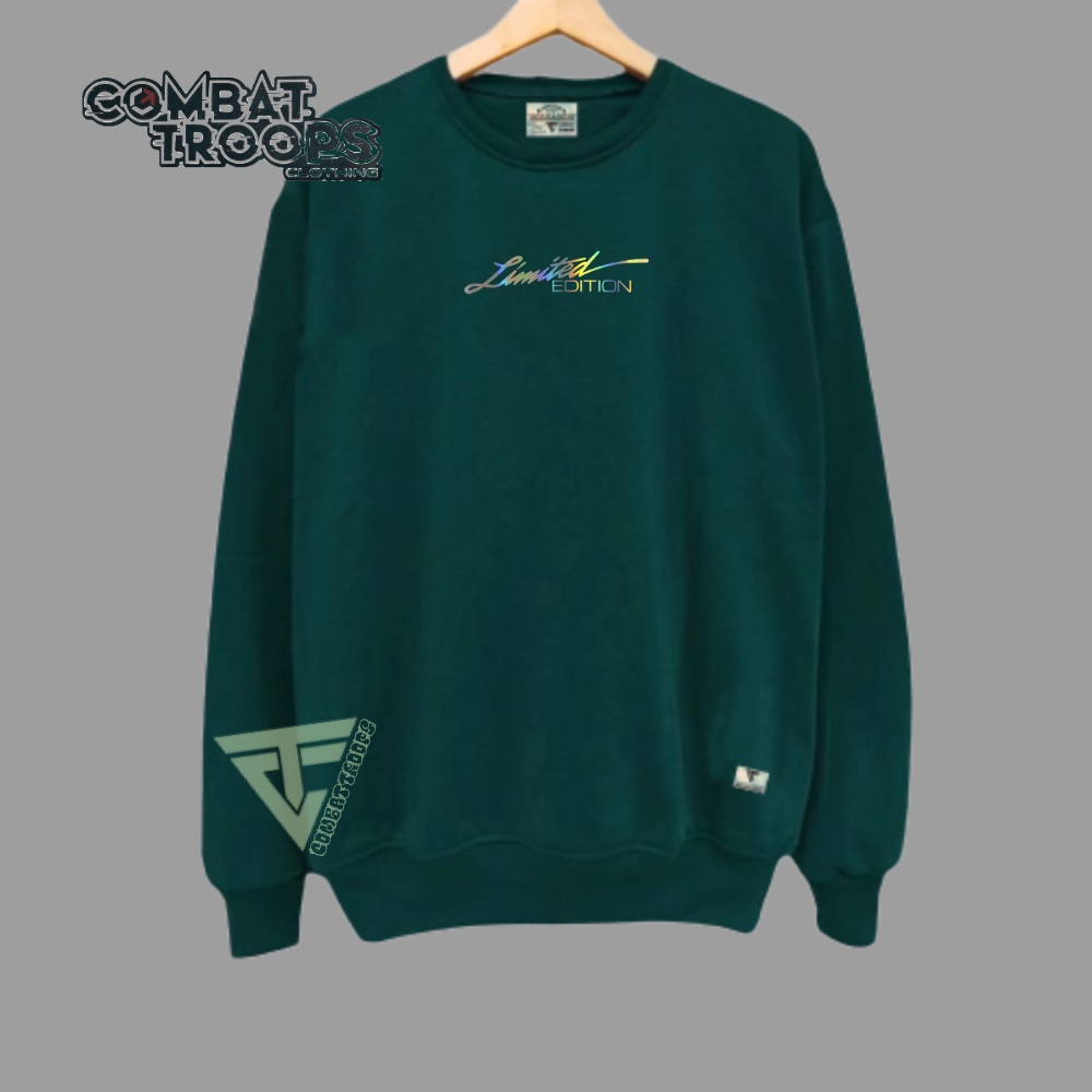 Sweater Crewneck Distro Pria dan Wanita Premium Quality Sablon Nyala Sweater Crewneck Black & Cream 