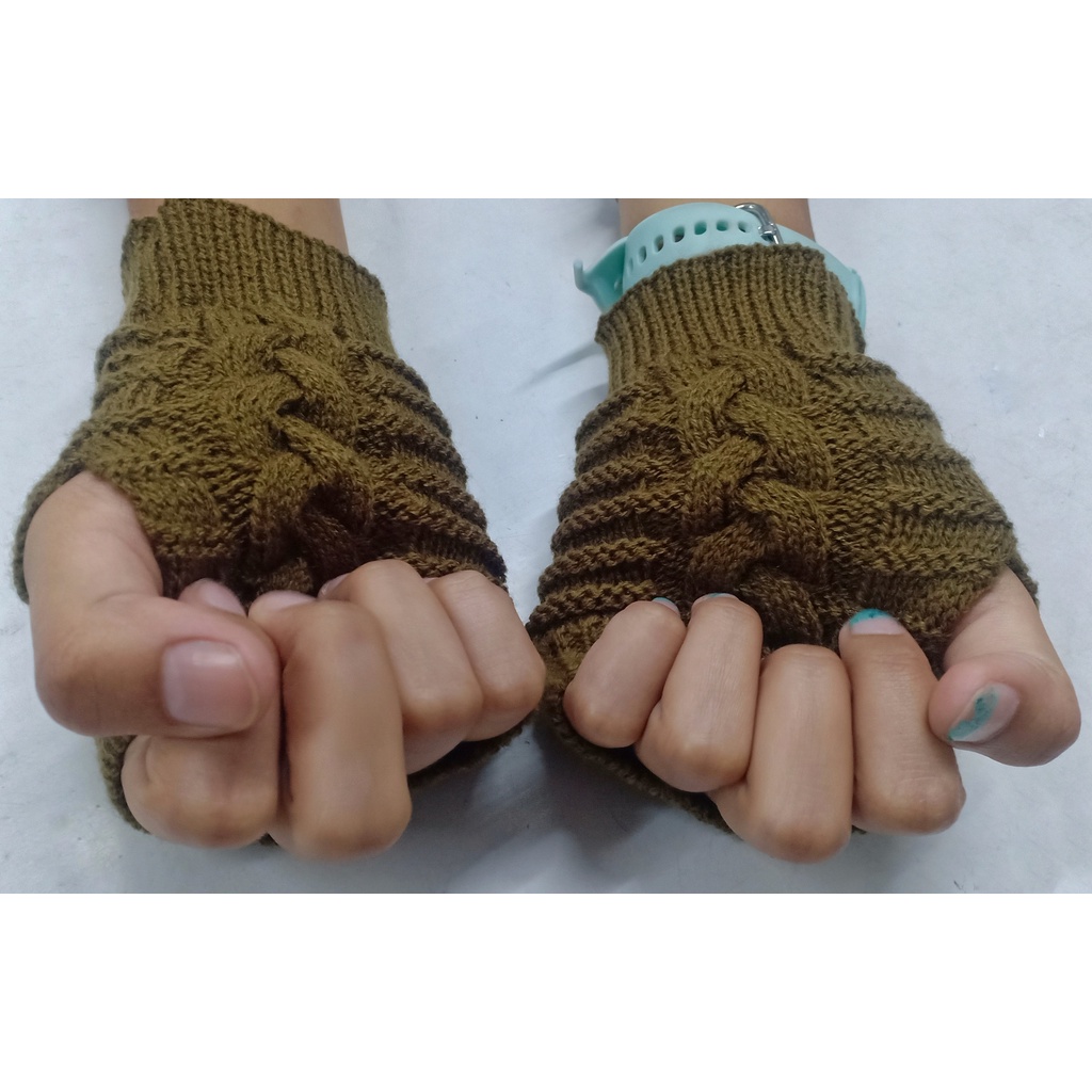 Sarung tangan Pendek Rajut fingerless knitted gloves [PREMIUM]