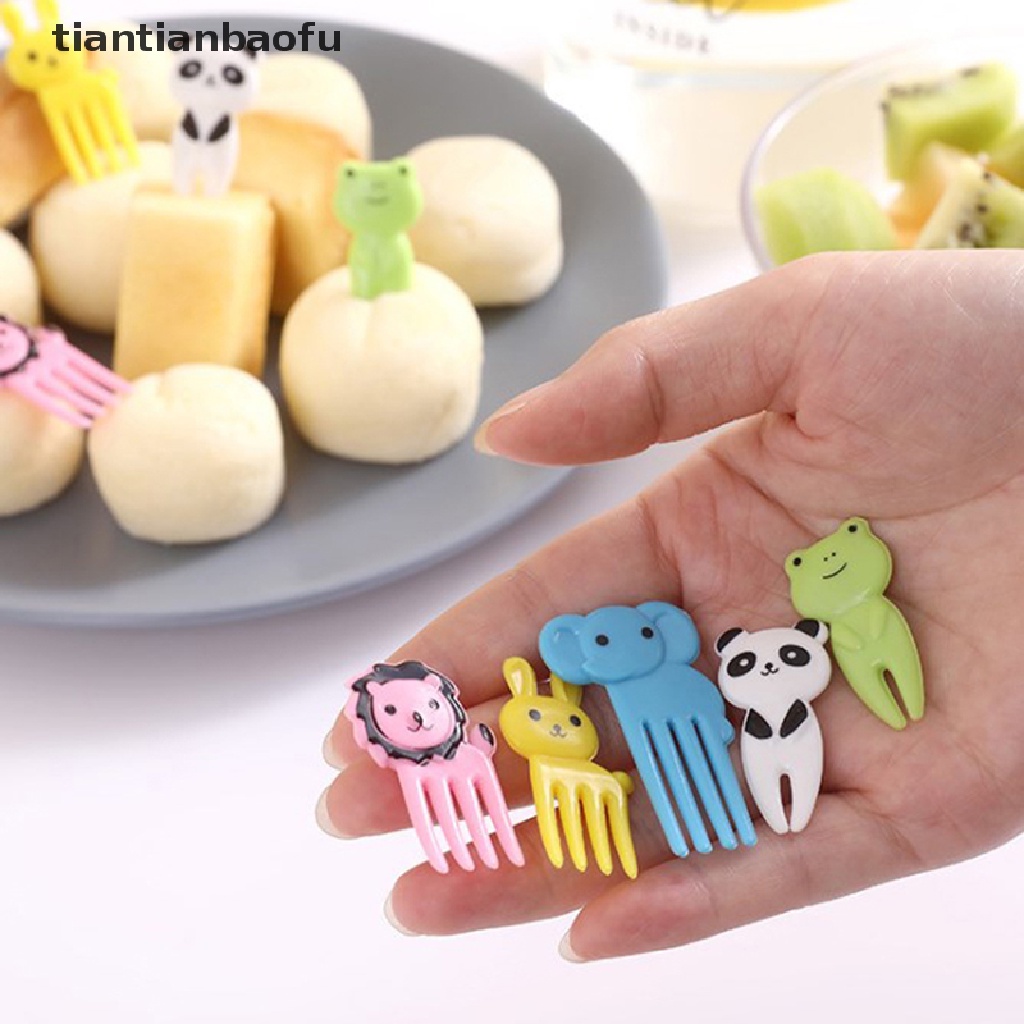 (Tianbaofu) Tusuk Gigi / Buah / Snack / Dessert Desain Kartun Hewan Ukuran Mini Dengan Kotak Penyimpanan