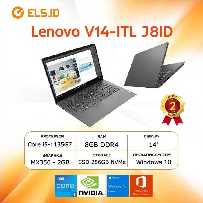Laptop Lenovo V14-ITL J8ID i5-1135G7 8GB SSD 256GB MX350 14" W10+OHS