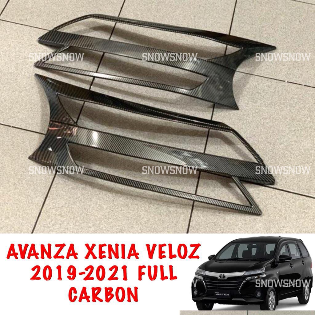 Paket Garnish Lampu Depan Belakang Avanza Xenia Veloz 2019 2021 Full Carbon