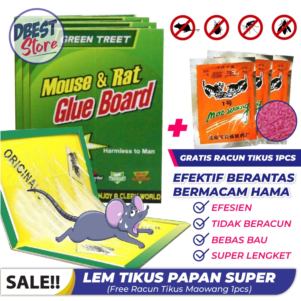 LEM TIKUS JEBAKAN TRAP PAPAN SUPER LENGKET GRATIS MAOWANG RACUN TIKUS