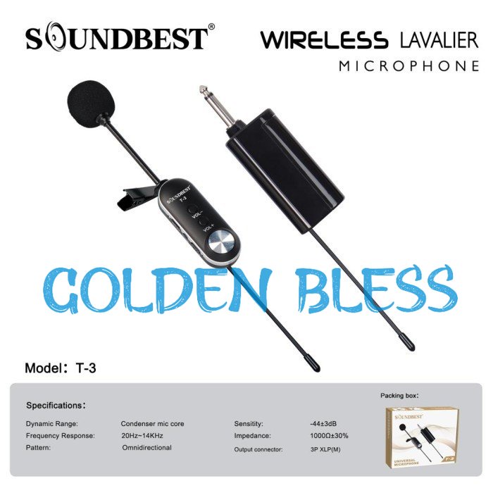 mic wireless soundbest t3 / T-3 1 mic clip on baterai charger ORIGINAL