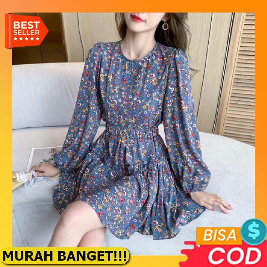 Gaun Wanita/Gaun Setengah Panjang/Gaun Korea/2022 Baru Sifon Cetak Wanita Gaun Panjang Pertengahan/G