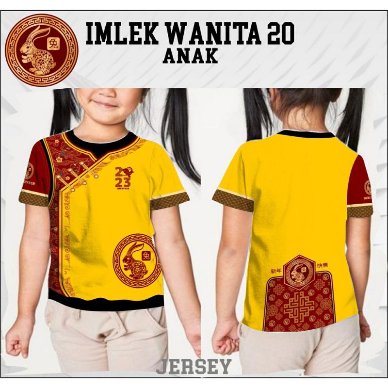 Jersey Kaos Cheongsam Anak 2023 Baju Atasan Anak Cewek Tahun Baru Cina