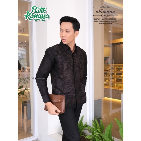 ABIMANA Batik Pria Premium Lengan Panjang Berlapis Furing Bahan Katun Halus Sragenan By Kanaya