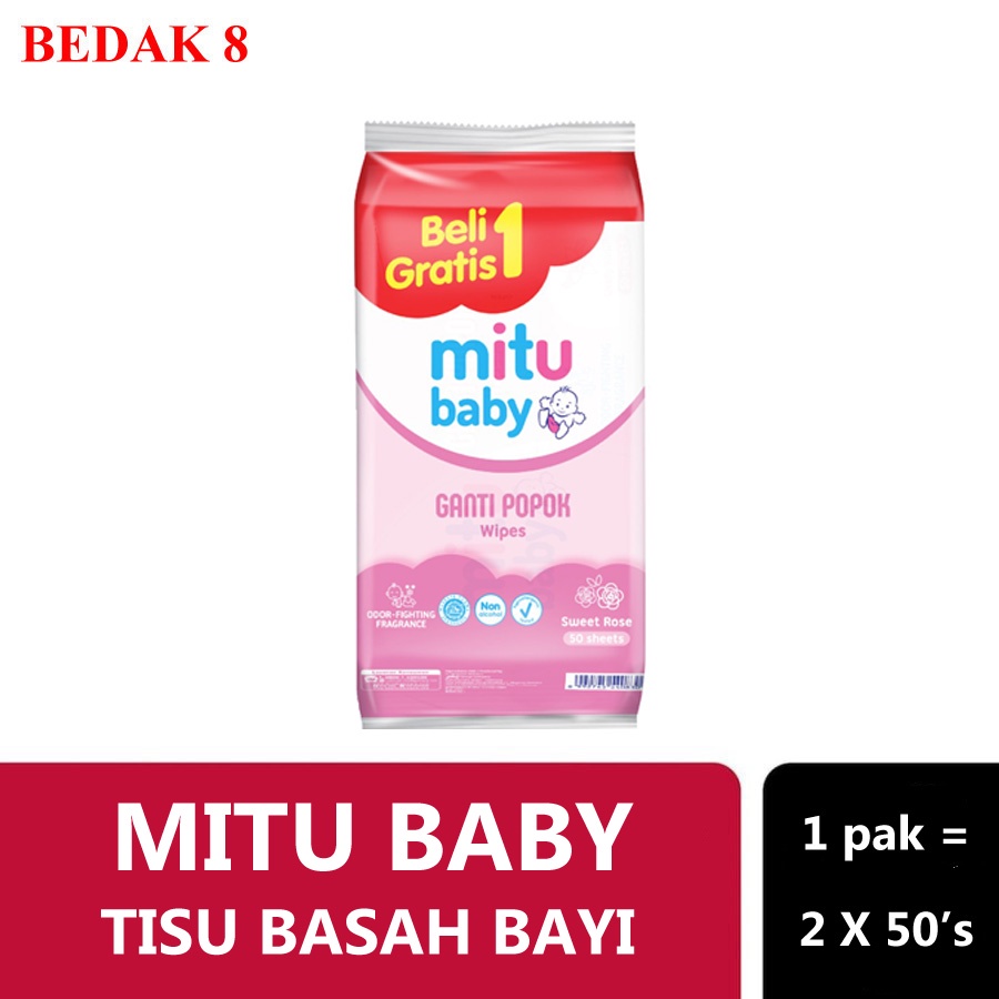 Mitu Baby Tisu Basah Bayi Ganti Popok  50's X 2/ But 1 Get 1