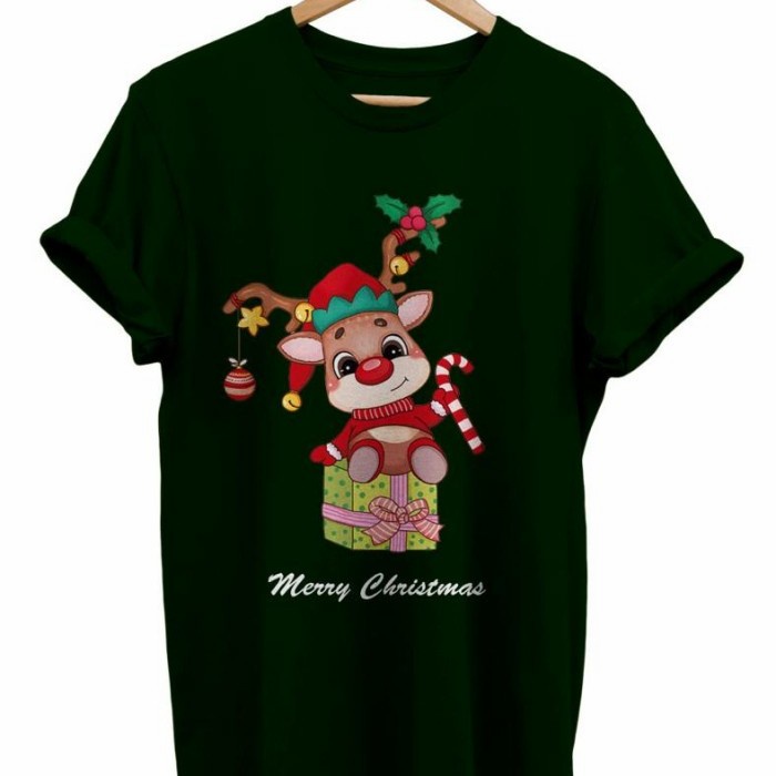 BAJU NATAL - KAOS NATAL DEER ANTLER - TSHIRT MERRY CHRISTMAS