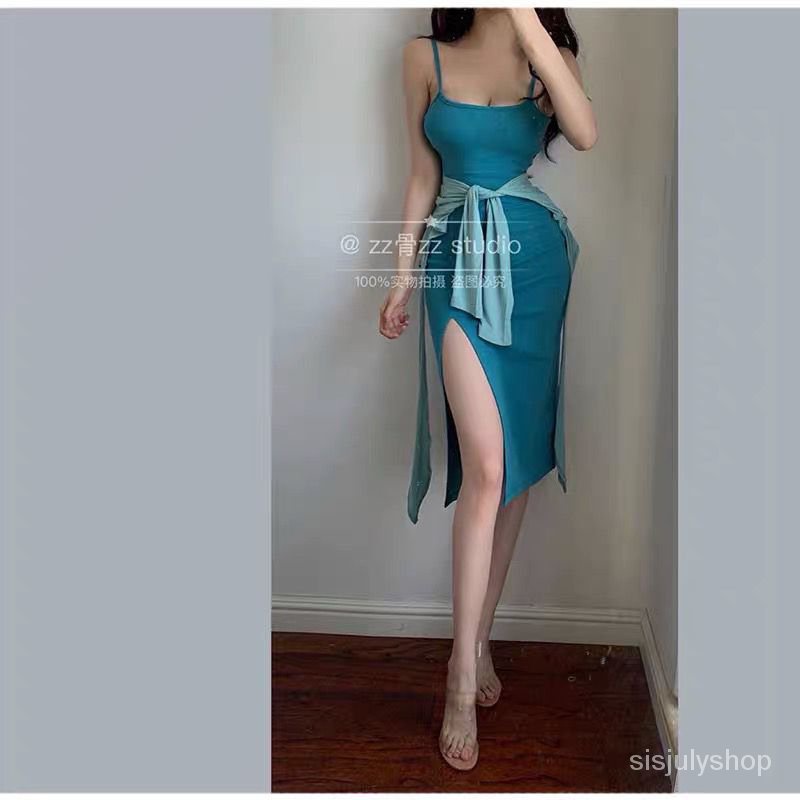 #Sisjuly# Gaun bodycon feminin mengatur paket selendang pinggang lengan panjang selendang pinggul ga