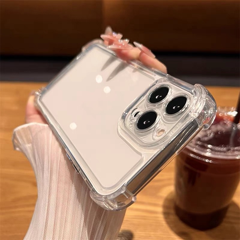 Case Pelindung Belakang Warna Ungu Transparan Tahan Banting Untuk iphone 14 pro max 14 plus 13 12 11 pro max X Xs max XR 7plus 8plus