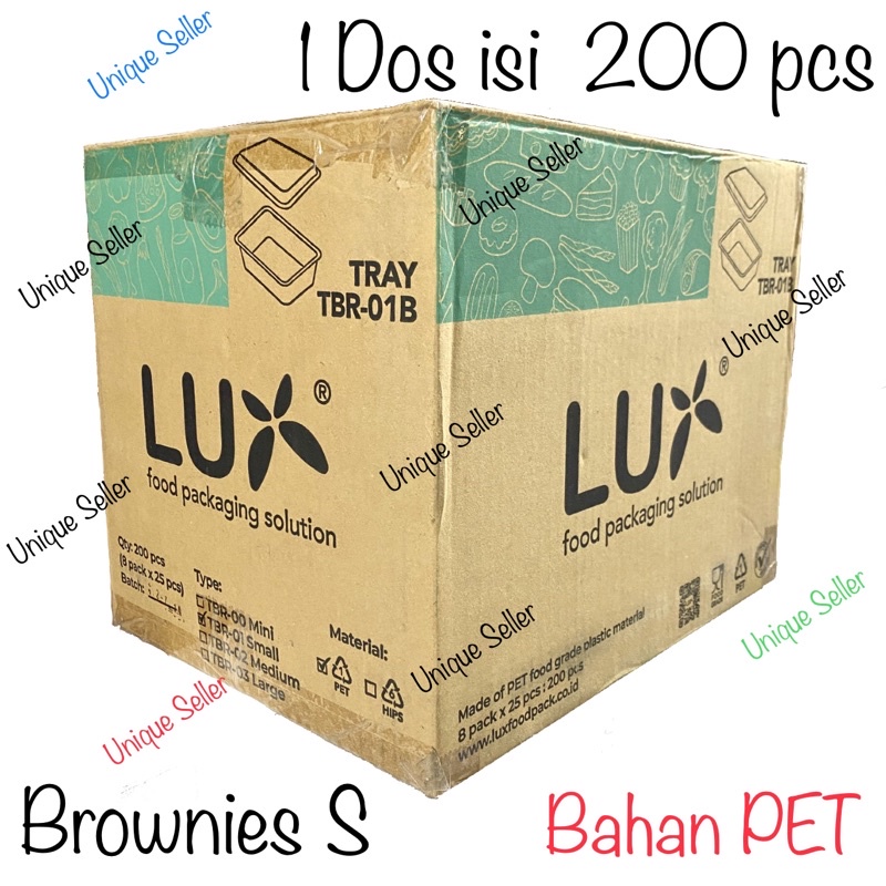[1 Dos] Mika Brownies S LUX PET Kecil isi 200 pcs / Tray Mika Brownies Kecil Small / Tray Sushi Bento Mika LUX / Mika Bento Tanpa Sekat