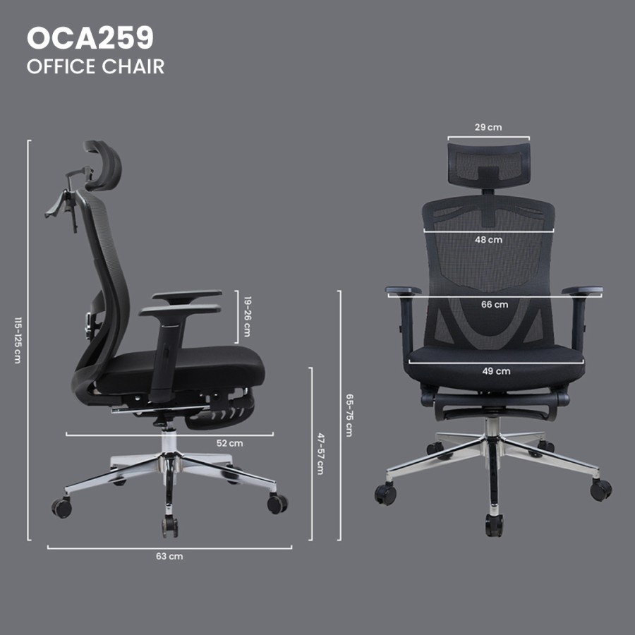 Fantech OCA259 / OCA-259s Kursi Office Kantor Dengan Sandaran Kaki