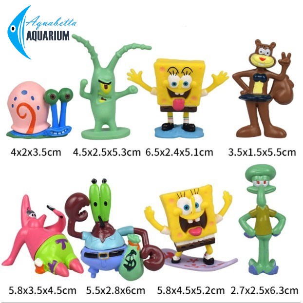 Hiasan Aquarium Squidward Spongebob Action Figure Aquascape Dan Akuarium