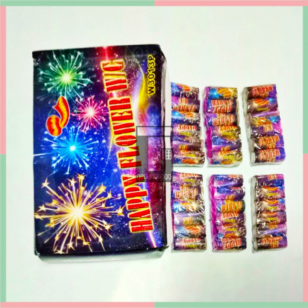 Kembang Api Petasan Happy Hapy Flower Disko Disco Asap Pretek Air Mancur Roman CandleTanpa Kawat Firework Super Jumbo Panjang Banting Pecah Warna Warni Natal Lebaran Imlek Sincia Cap Go Meh Tahun Baru Happy New Year Anak Kecil 1 Kotak Box Pack Pak Murah