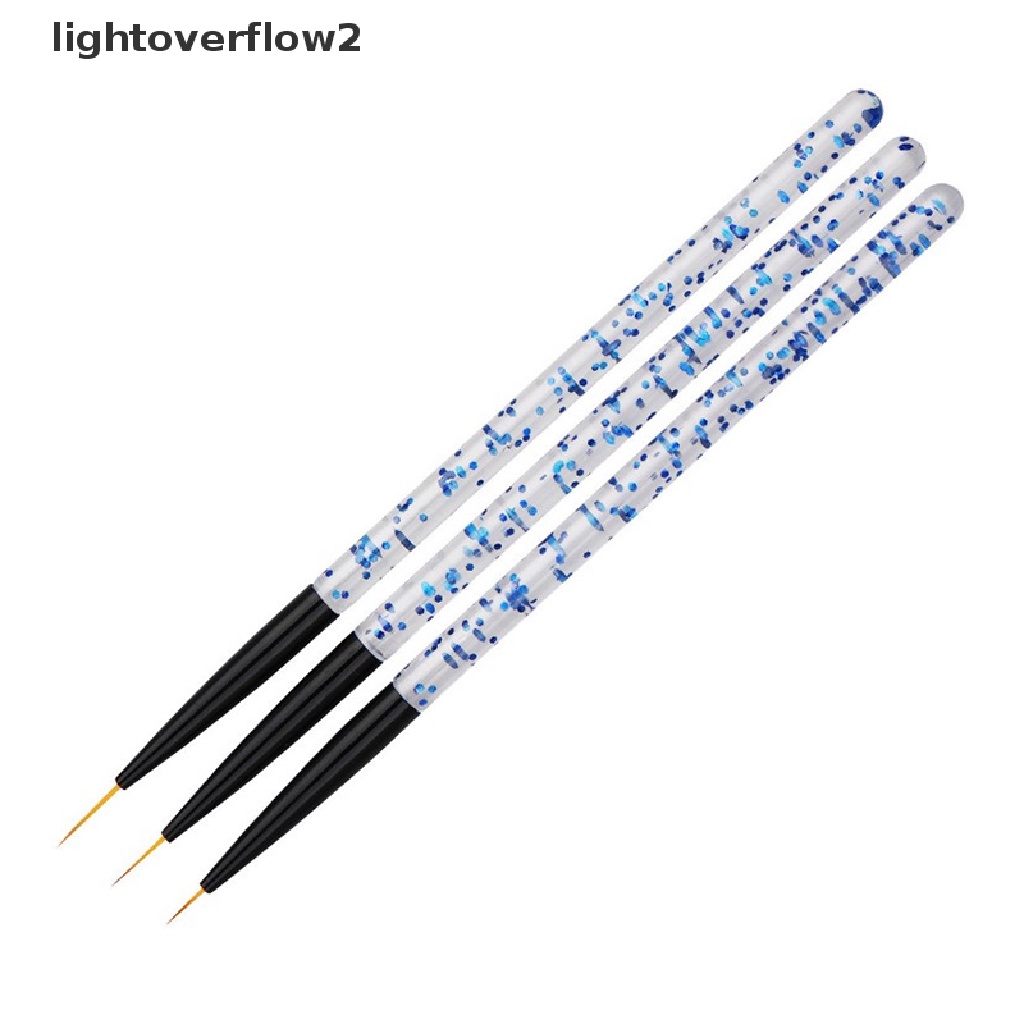 (lightoverflow2) 3pcs / Set Brush Pen Liner Kutek Gel UV Untuk Nail Art (ID)