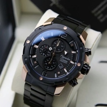 JAM TANGAN LAKI LAKI HITAM JAM SPORTY RANTAI TEBAL AC 6410 PRIA BLACK ORIGINAL