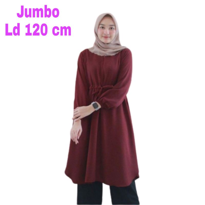 Tunik wanita Jumbo Polos XXL LD 120 Cm Busui Bahan Moscrepe . Atasan Baju Kemeja Tunik Cewek Dewasa Big Size Toerbaru 2023 Kekinian Murah Bertha